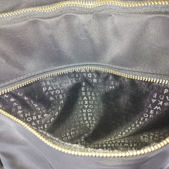 Kate Spade Nylon Backpack Black Gold Hardware Large Laptop School Travel Tote - Picture 8 of 16